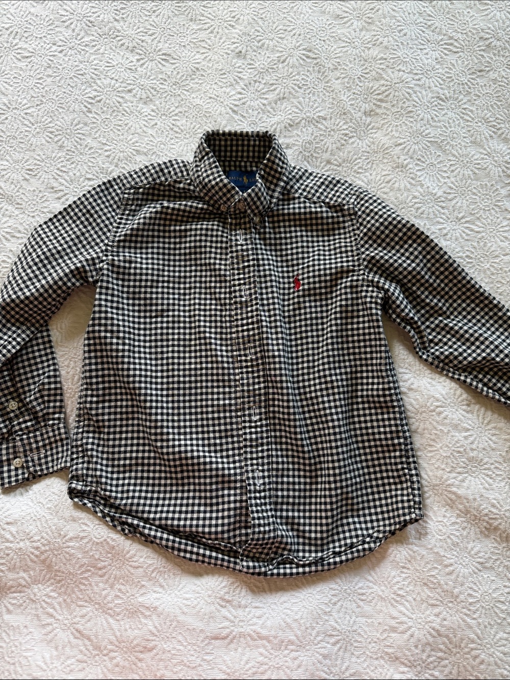Ralph Lauren Black and White Gingham Button-Down Shirt